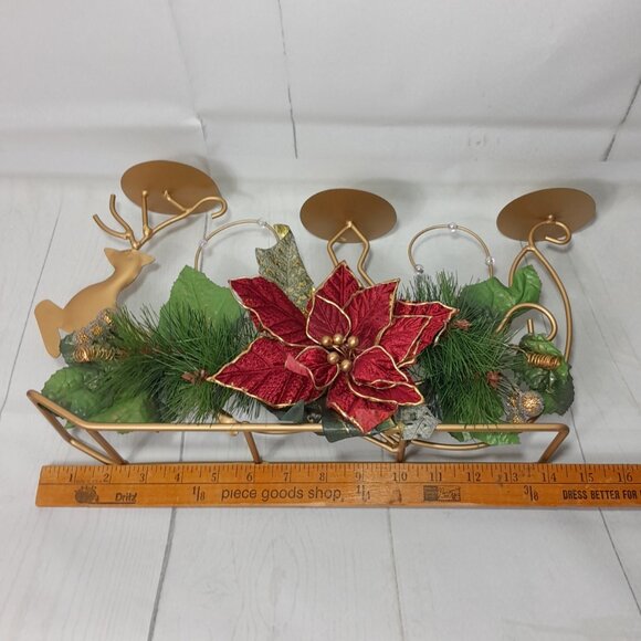 Candle Holder Reindeer Poinsettia Litetyme Handcrafted Metalworks - Picture 12 of 16